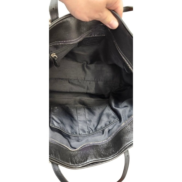 Coach Black Turn-Lock Saffiano Leather Tote Bag - Picture 11 of 16